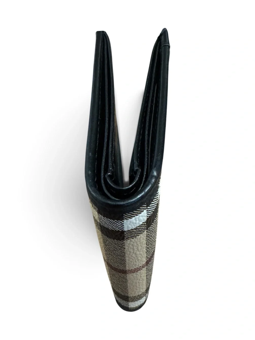 Burberry Beige Vintage Check Card & Key Holder with Black Trim